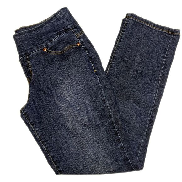 JAG Jeans pull-on, dark blue wash, high rise straight leg jeans, 4P - Picture 1 of 10